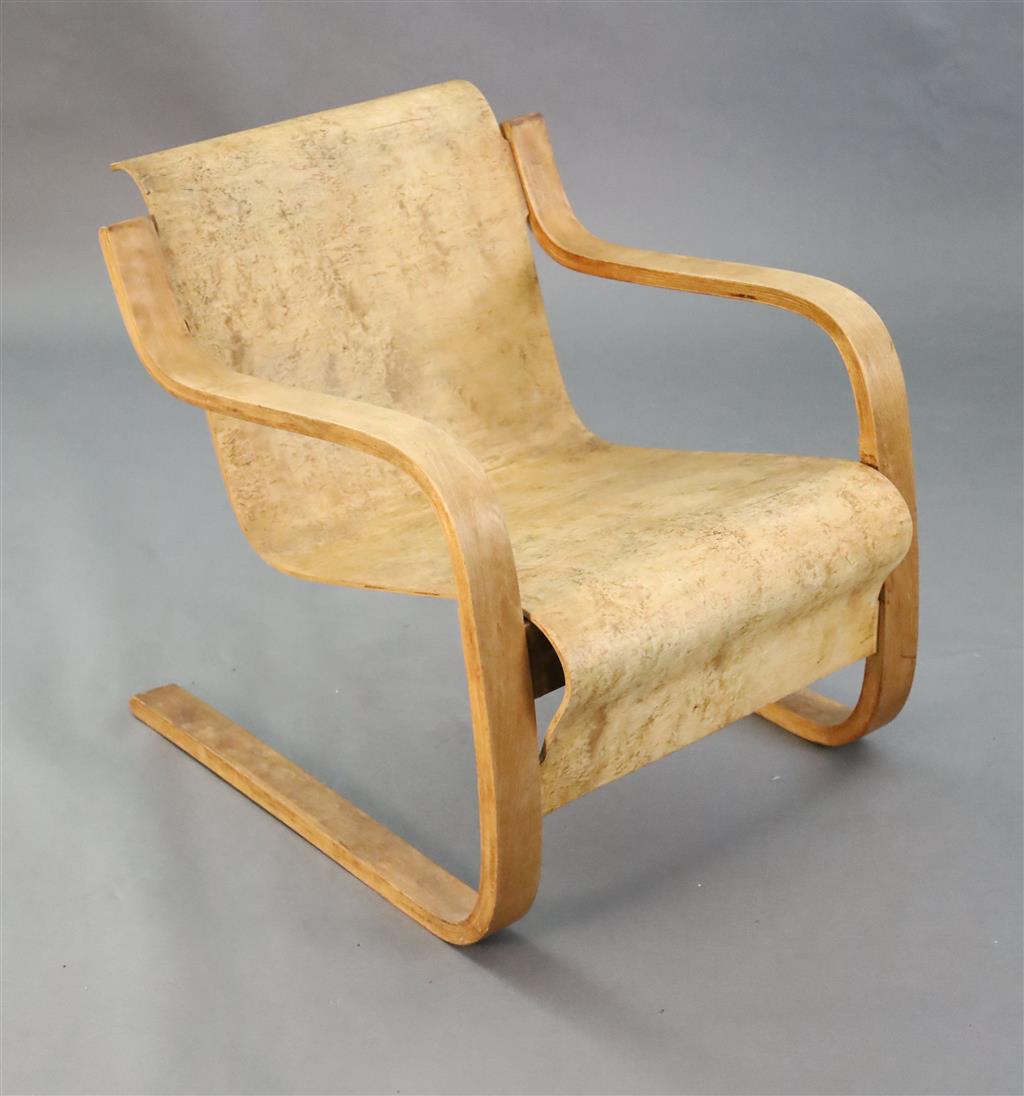 An Alvar Aalto for Finmar Ltd model 31 cantilever chair, W.1ft 11.75in. D.2ft 4in. H.2ft 3in.